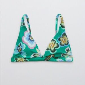 Aerie Emerald Floral Plunge Bikini Top